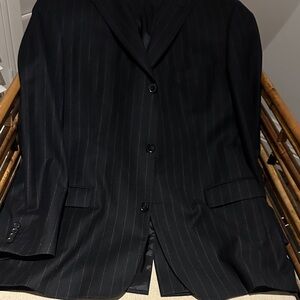 Men's Black Pinstripe Blazer - Classic Suit Jacket and pants.